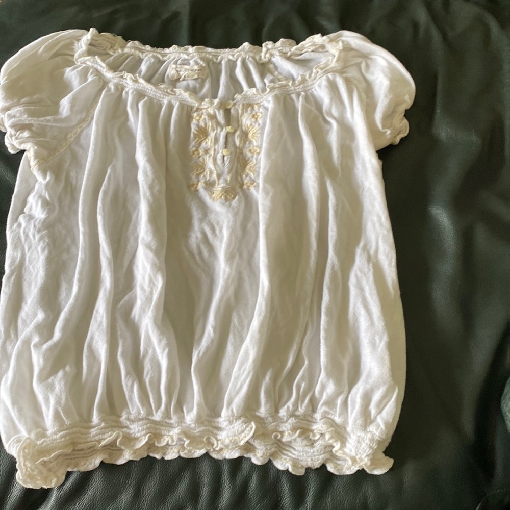 Ralph Lauren Denim Supply cotton peasant top in cream color